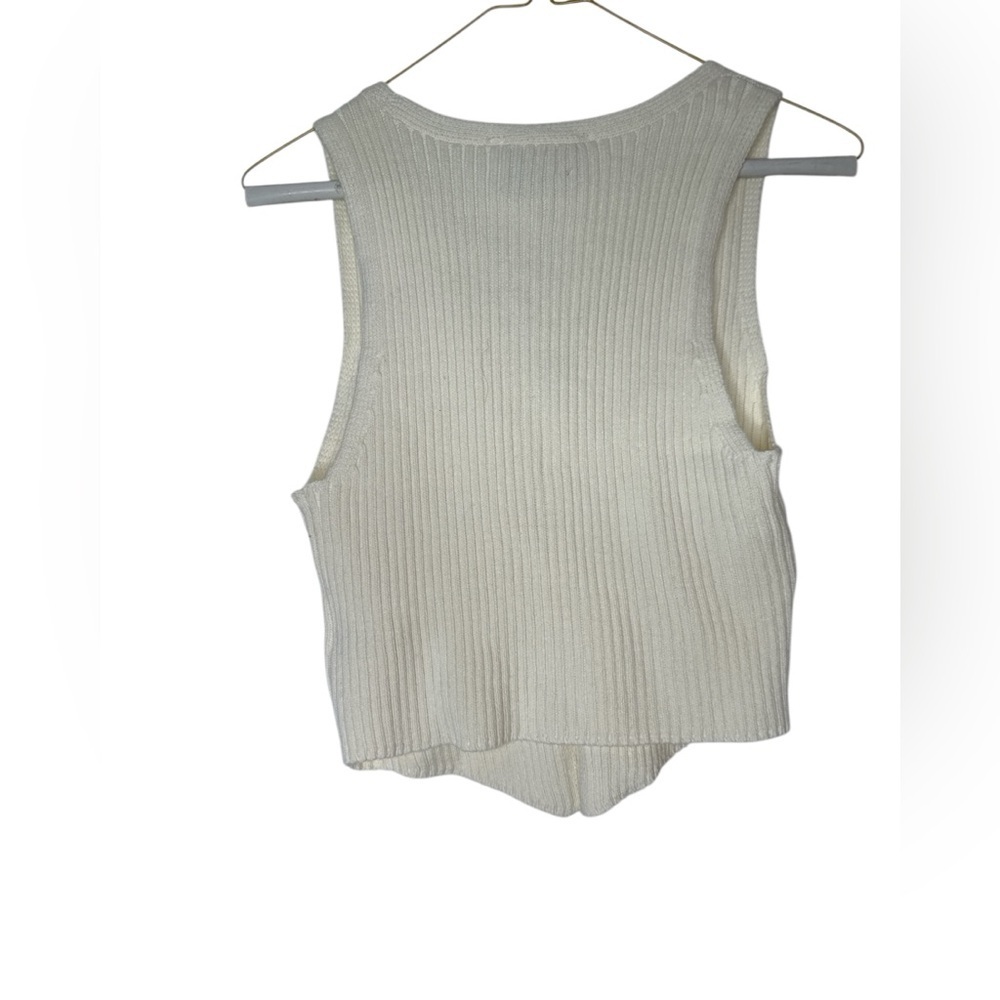 Pink Rose Cream Ribbed V-Neck Button Tank - Picture 3 of 3